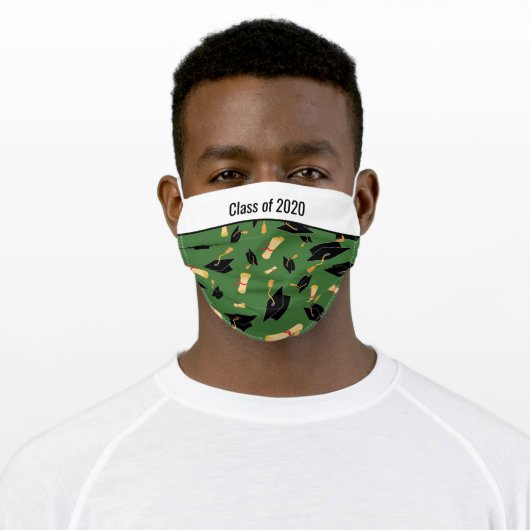 Graduation Green Diploma 2020 Adult Cloth Face Mask (Worn)