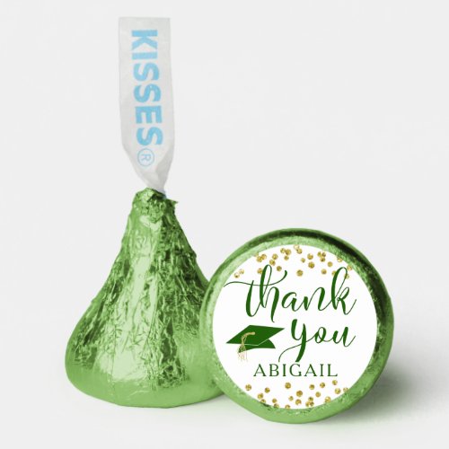 Graduation Green Gold Confetti Script Thank You Hersheys Kisses