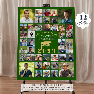 Graduation Green Gold Congrats 42 Photo Collage Foam Board