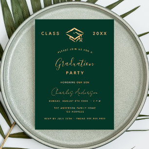 Graduation green gold simple luxury 2026 invitation