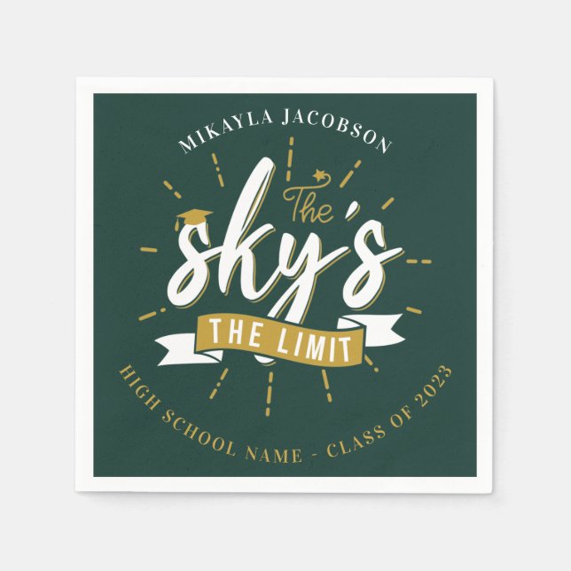 Graduation Green Grad 2025 Party Paper Napkins (Front)
