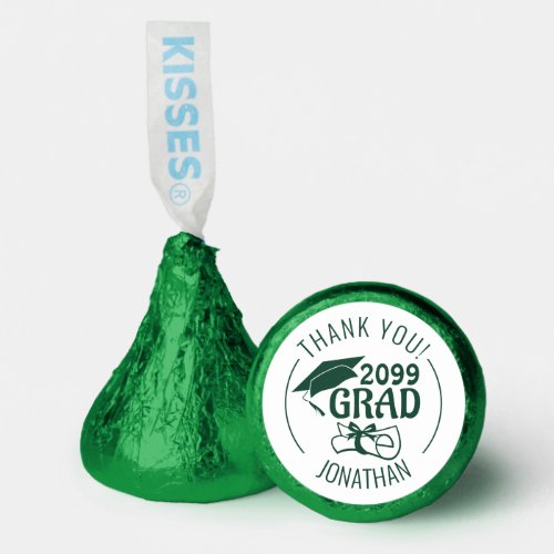 Graduation Green Thank You GRAD Year Name Hersheys Kisses