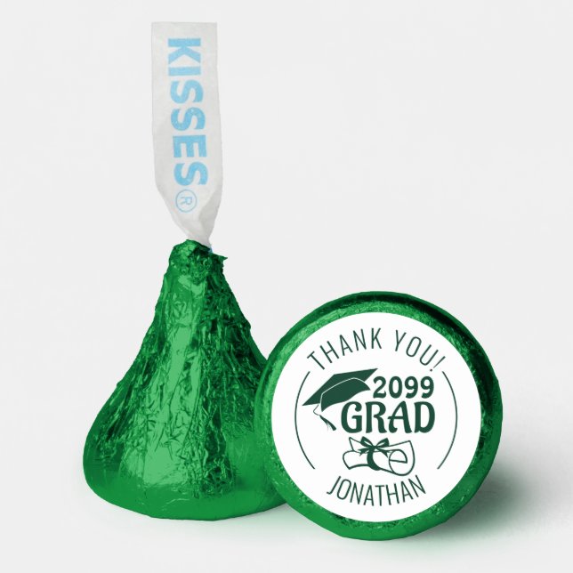 Graduation Green Thank You GRAD Year Name Hershey®'s Kisses® (Front)