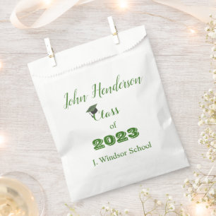 Graduation Green & White Class of 2023 Favor Bag