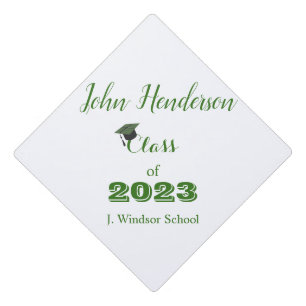 Graduation Green & White Class of 2023  Graduation Graduation Cap Topper
