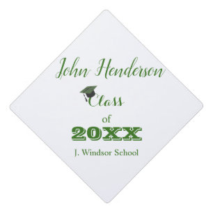 Graduation Green & White Class of 2024 Graduation Graduation Cap Topper