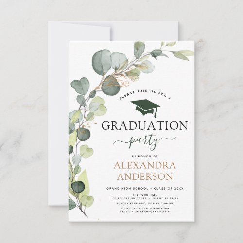 Graduation Greenery Eucalyptus 2022 Invitation