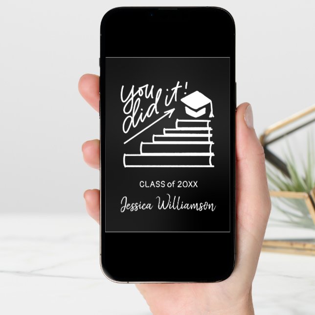 Graduation Greeting Card. You Did It Typography Card (Front Digital)