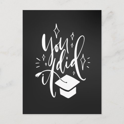 Graduation Greeting Postcard You Did It Lettering