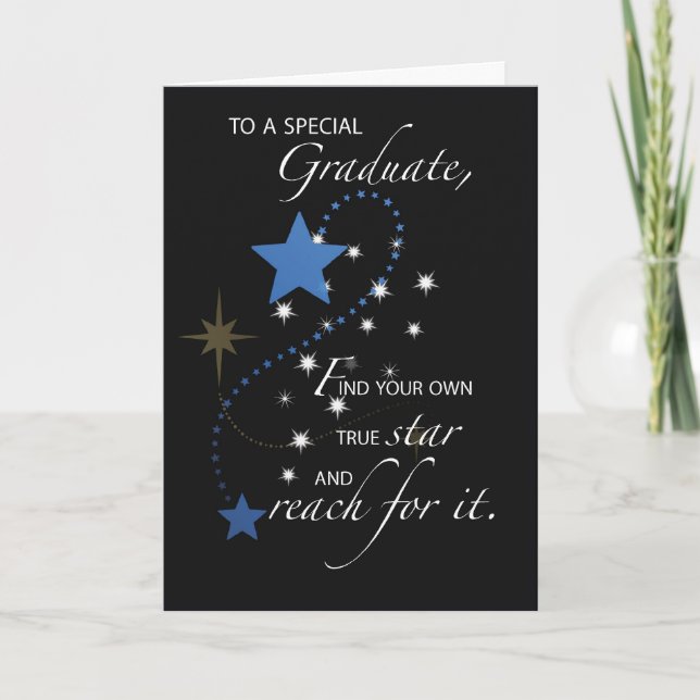 Graduation Guy, Young Man Star Congratulations Card (Front)