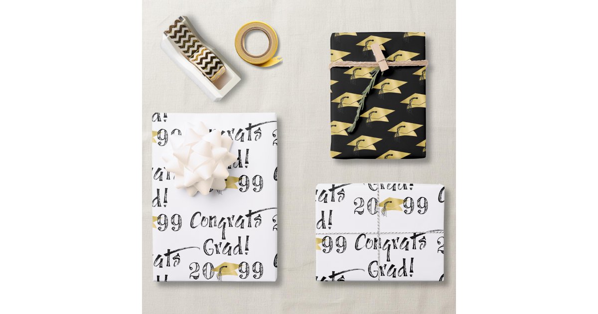 Hand Lettered Graduation Graduation Hand Lettered CONGRATS GRAD Wrapping Paper Sheets | Zazzle
