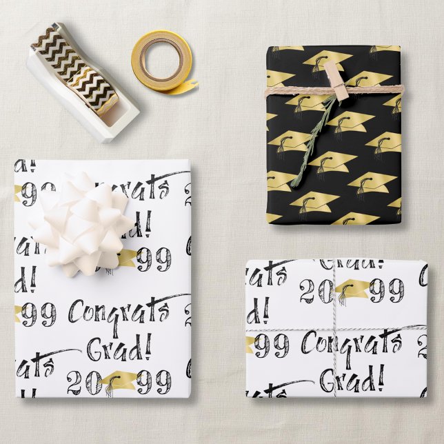 Graduation Hand Lettered CONGRATS GRAD Wrapping Paper Sheets (Creator Uploaded)