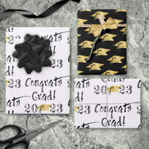 Graduation Hand Lettered CONGRATS GRAD Wrapping Paper Sheets