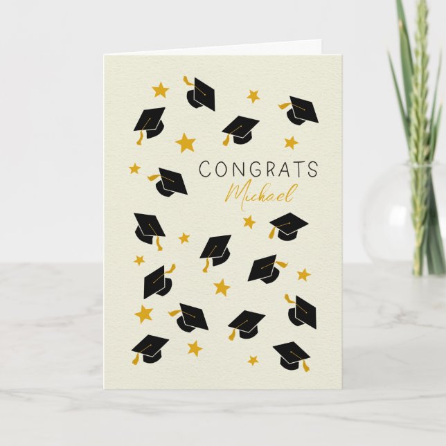 Graduation Handwritten Congrats Custom Name Card (Front)