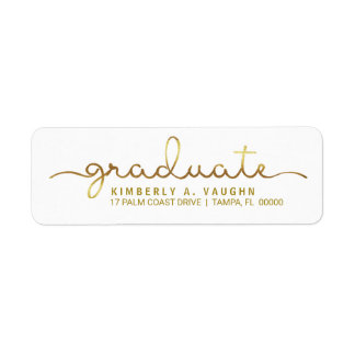 Graduation Handwritten Gold Foil Look Script Label