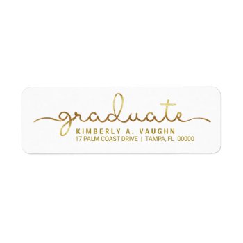 Graduation Handwritten Gold Foil Look Script Label by HolidayInk at Zazzle