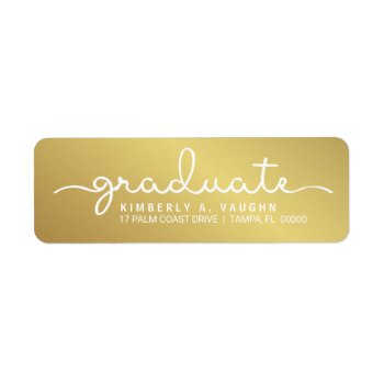 Graduation Handwritten Gold Shimmer Script Label by HolidayInk at Zazzle