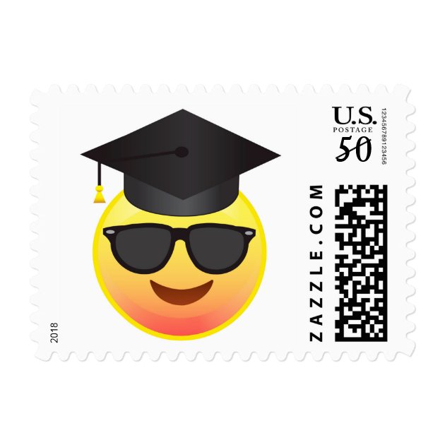 Graduation Happy Emoji With Sunglasses Postage
