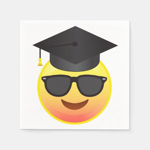 Graduation Happy Sunglasses Emoji Party Napkins | Zazzle