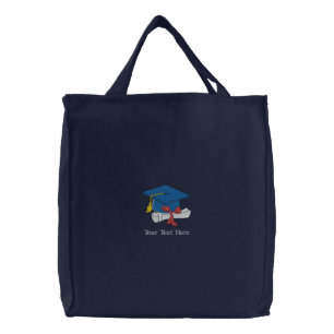 Graduation Hat and Diploma Personalized Embroidered Tote Bag