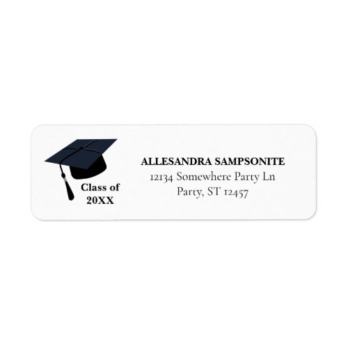 Graduation Hat Black Class of Return Address Label