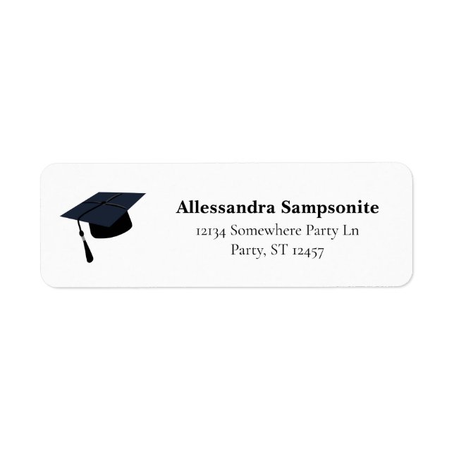 Graduation Hat Black Return Address Label (Front)
