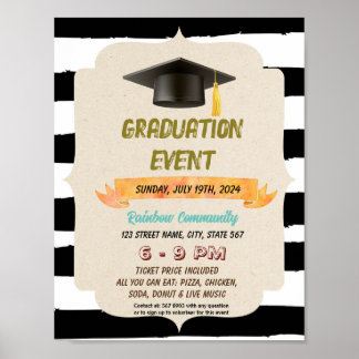 Graduation hat event party flyer poster