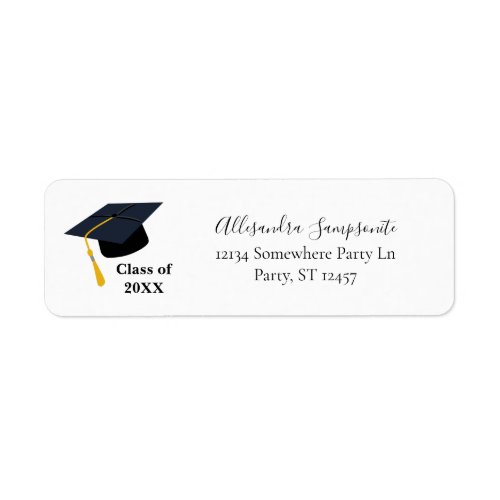Graduation Hat Gold Class of Return Address Label