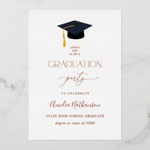 Graduation Hat Graduation Party Full Foil Invitation