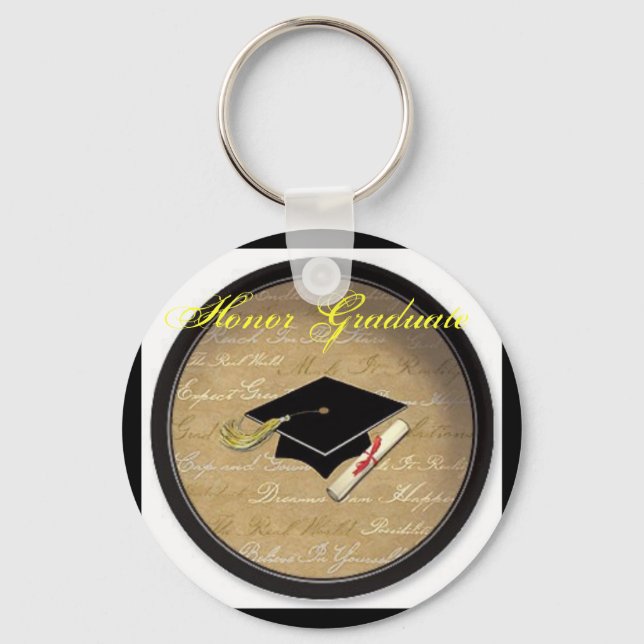 graduation hat, Honor Graduate Keychain (Front)