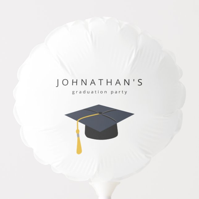 Graduation Hat Modern Name Balloon V2 (Front)