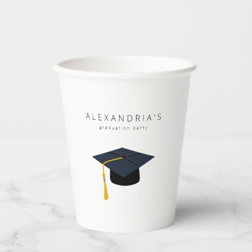 Graduation Hat Modern Name Paper Cups