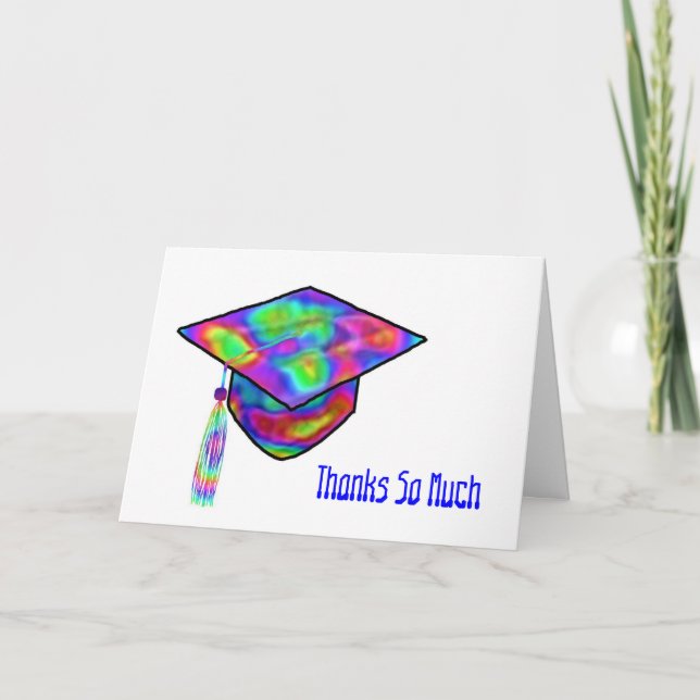 Graduation Hat Multi-colored Thank You Card (Front)