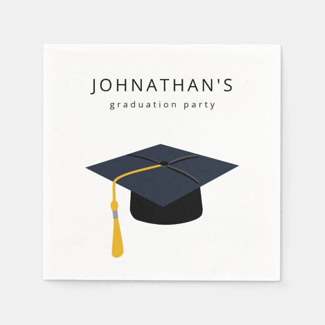 Graduation Hat & Name Party Napkins V2 (Front)
