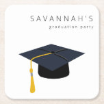 Graduation Hat & Name Party Square Paper Coaster<br><div class="desc">Celebrate your graduation in style with your own,  custom Graduation Hat & Name Party Paper Coasters.</div>