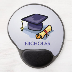 Graduation Hat Past Present Future on Blue Gel Mouse Pad