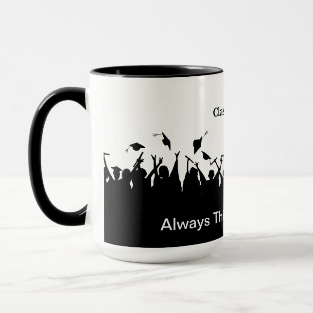 Graduation Hat Toss Silhouette Mug to Customize (Left)