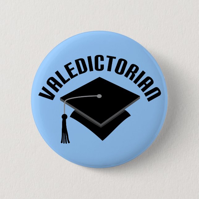 Graduation Hat Valedictorian Head of Class Gift Button (Front)