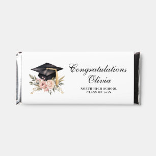 Graduation Hat With Flowers and Nutrition Facts Hershey Bar Favors