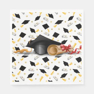 Graduation Hats And Diplomas  Napkins
