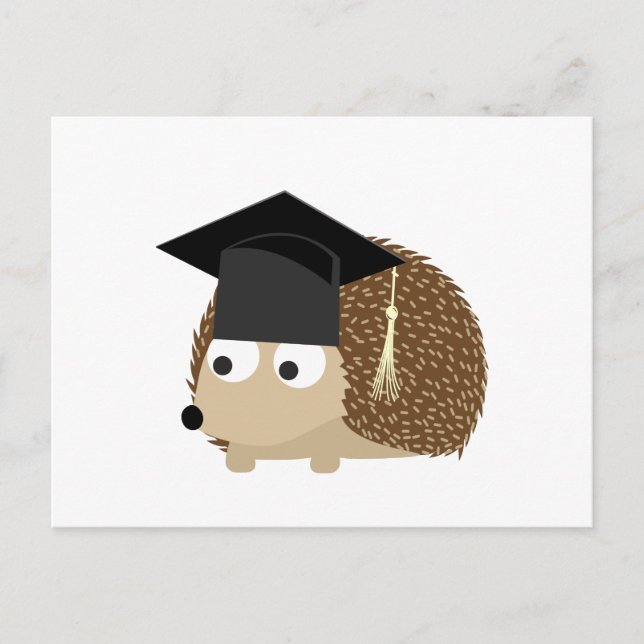 Graduation hedgehog announcement postcard (Front)