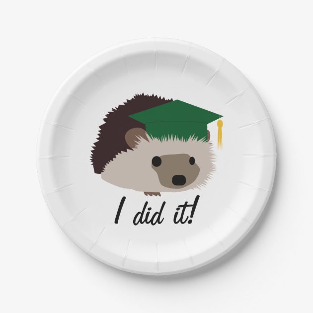 Graduation Hedgehog Plate Green