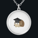 Graduation hedgehog silver plated necklace<br><div class="desc">Graduation Hedgehog</div>