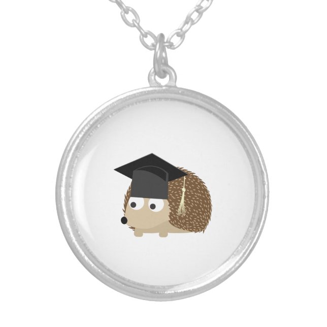 Graduation hedgehog silver plated necklace (Front)
