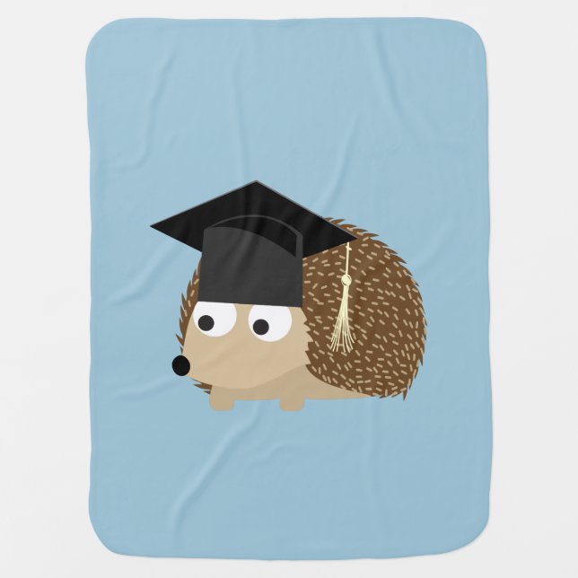 Graduation hedgehog stroller blanket (Front)