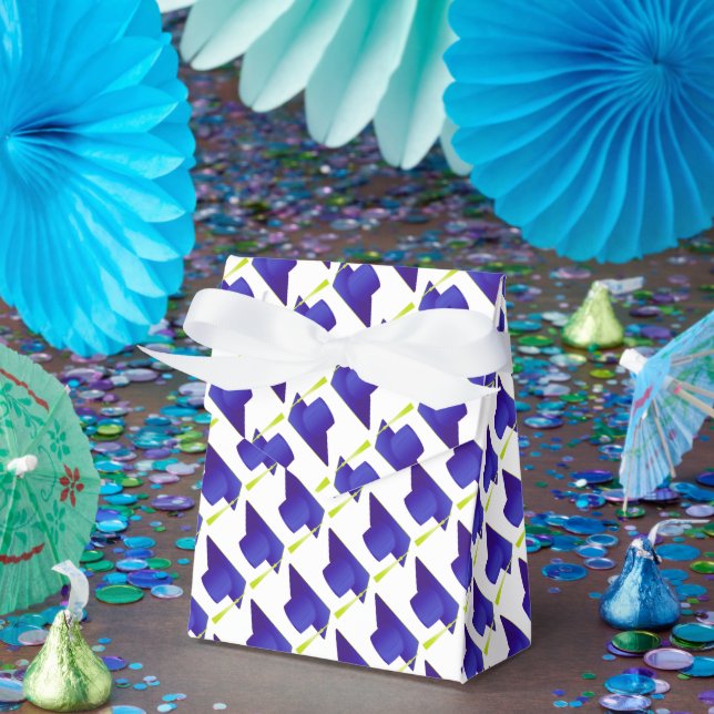 Graduation High School, College Blue Cap Pattern Favor Boxes (Party)