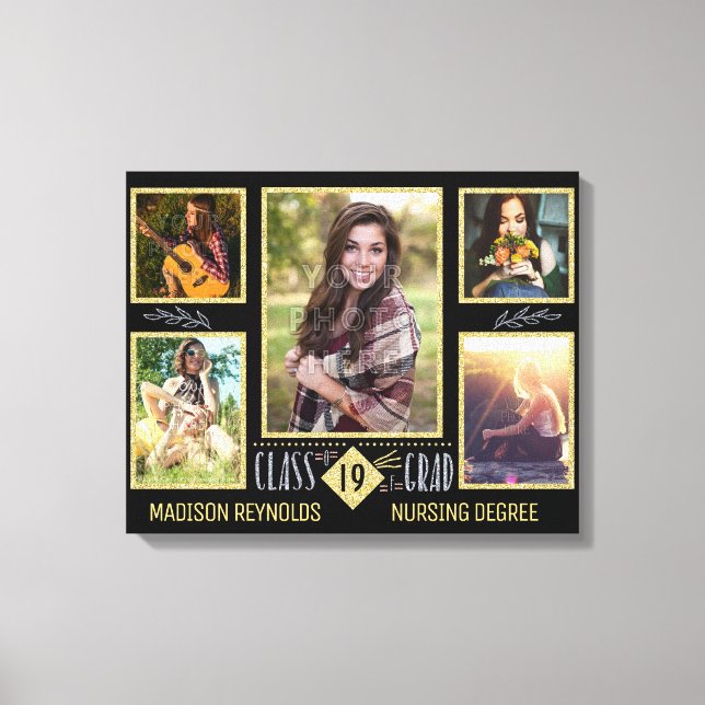 Graduation High School College Grad Photo Collage Canvas Print (Front)