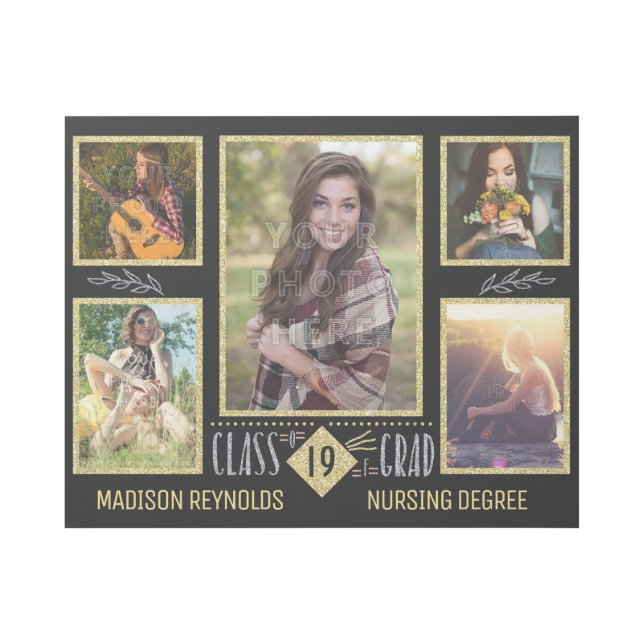 Graduation High School College Grad Photo Collage Gallery Wrap (Front)