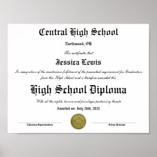 Graduation High School Graduate Diploma Poster