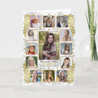 Graduation High School Photo Collage | Gold Marble Card